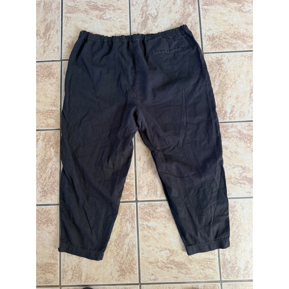 Eileen Fisher Black Organic Cotton Lantern Pants Womens XL Elastic Waist Tapered - Picture 3 of 8